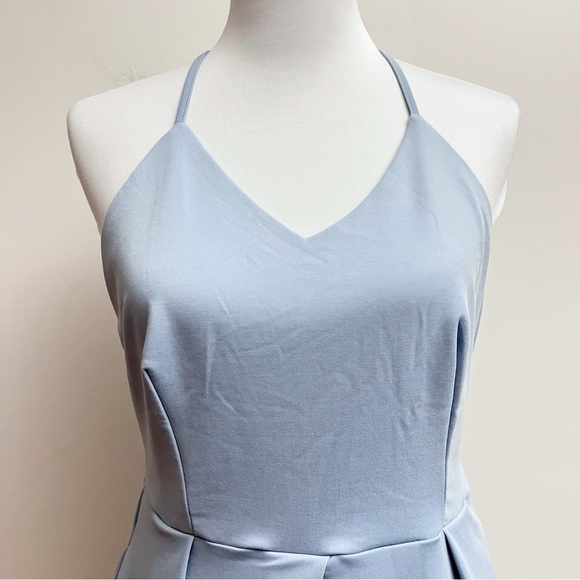 Glory Sunshine Baby Blue Deep V Neck A Line Pleated Mini Cocktail Party Dress XL - Picture 3 of 11